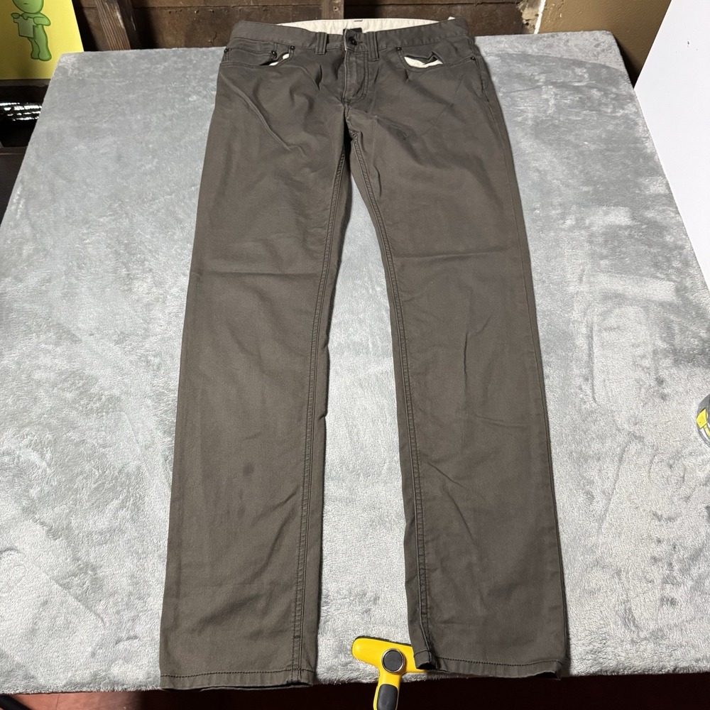 Men's PrAna Brownish Slim Fit & Leg Stretch Chino Pants Size 34x33 Outdoor Hike